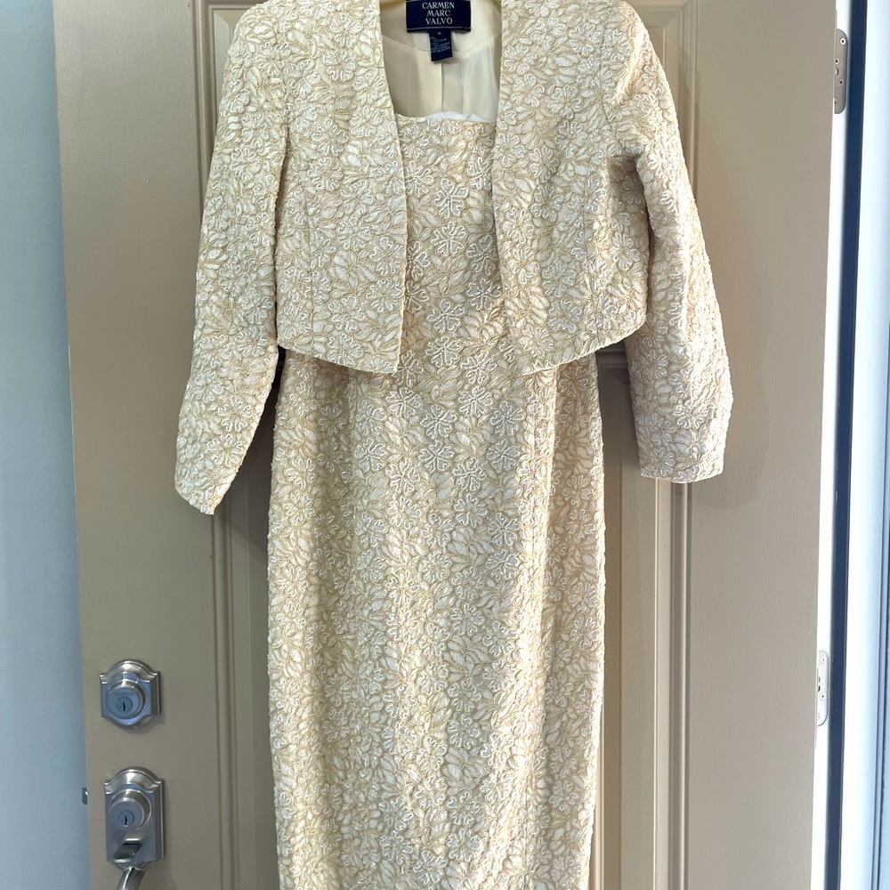 Carmen Marc Valvo long 2 piece evening dress